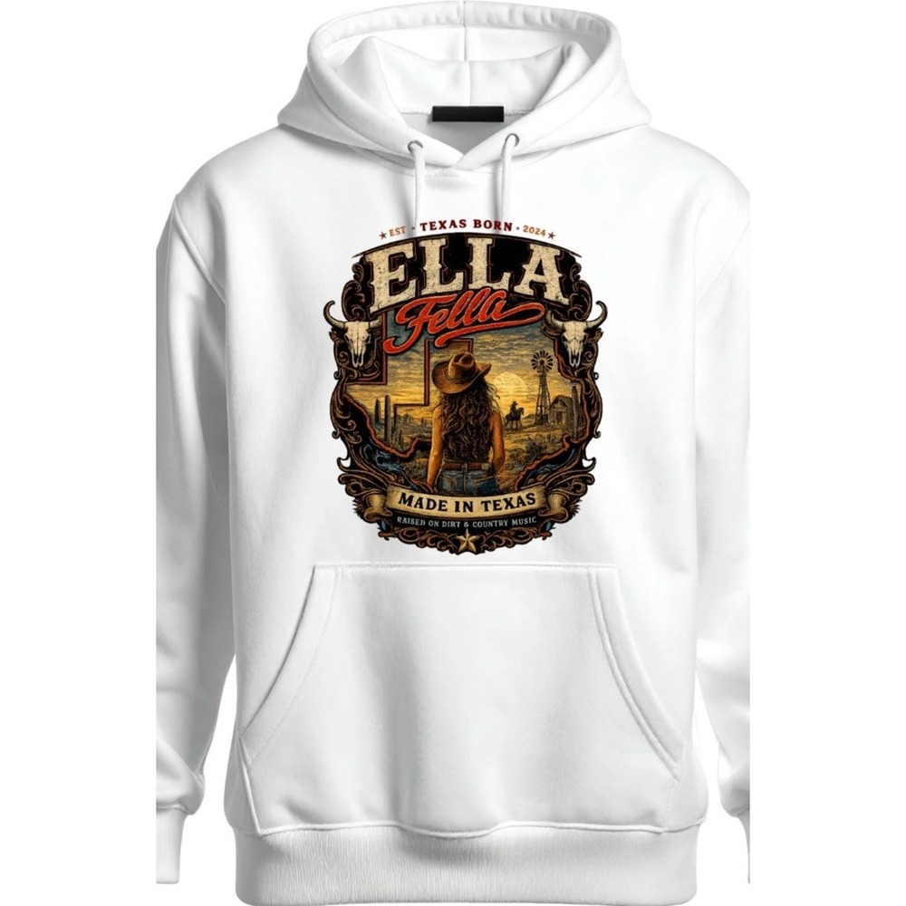 Ella Langley Ella Fella Hoodie White Unisex 3XL